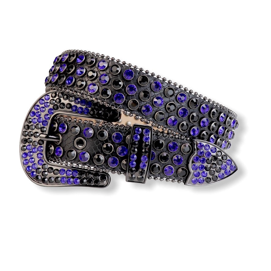 LUXE: Black/Royal Crystal Belt #11
